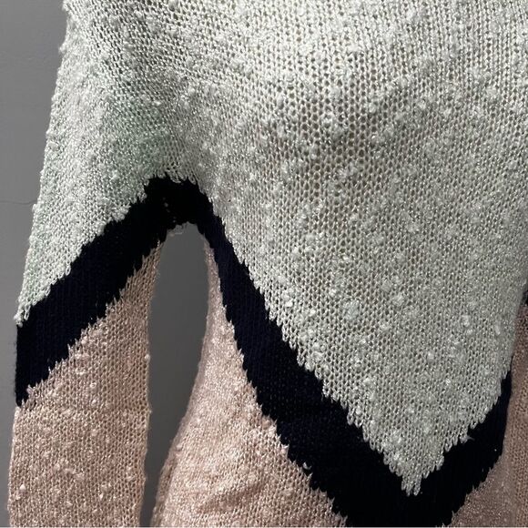 NWT Lord & Taylor Design Lab Mint Chevron Long Sleeve Lightweight Sweater Medium - Picture 3 of 8